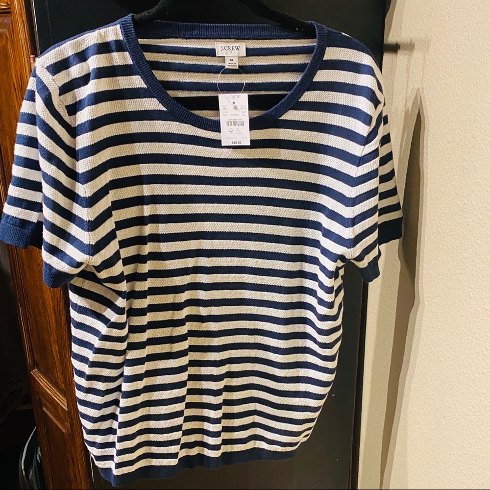 J. Crew navy and white striped sweater